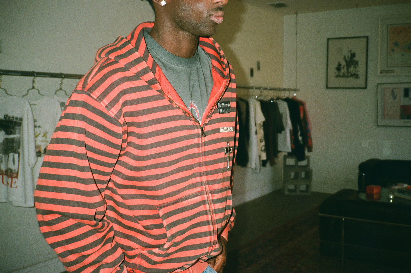 PATCH RED STRIPED ZIP UP