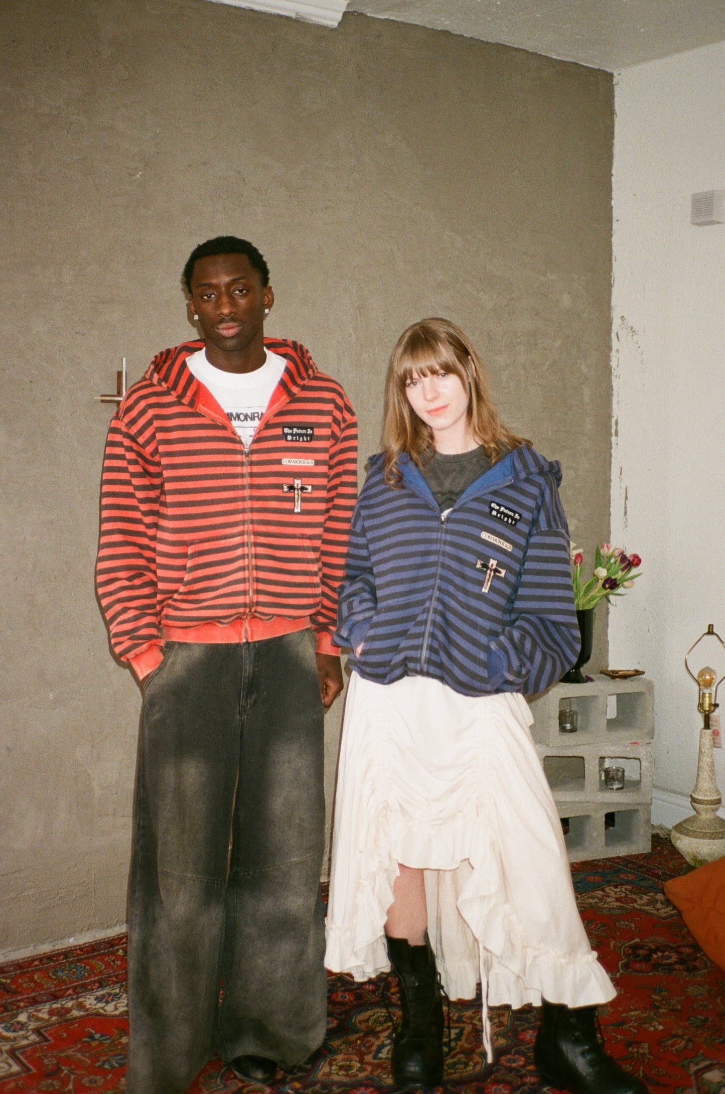 PATCH BLUE STRIPED ZIP UP