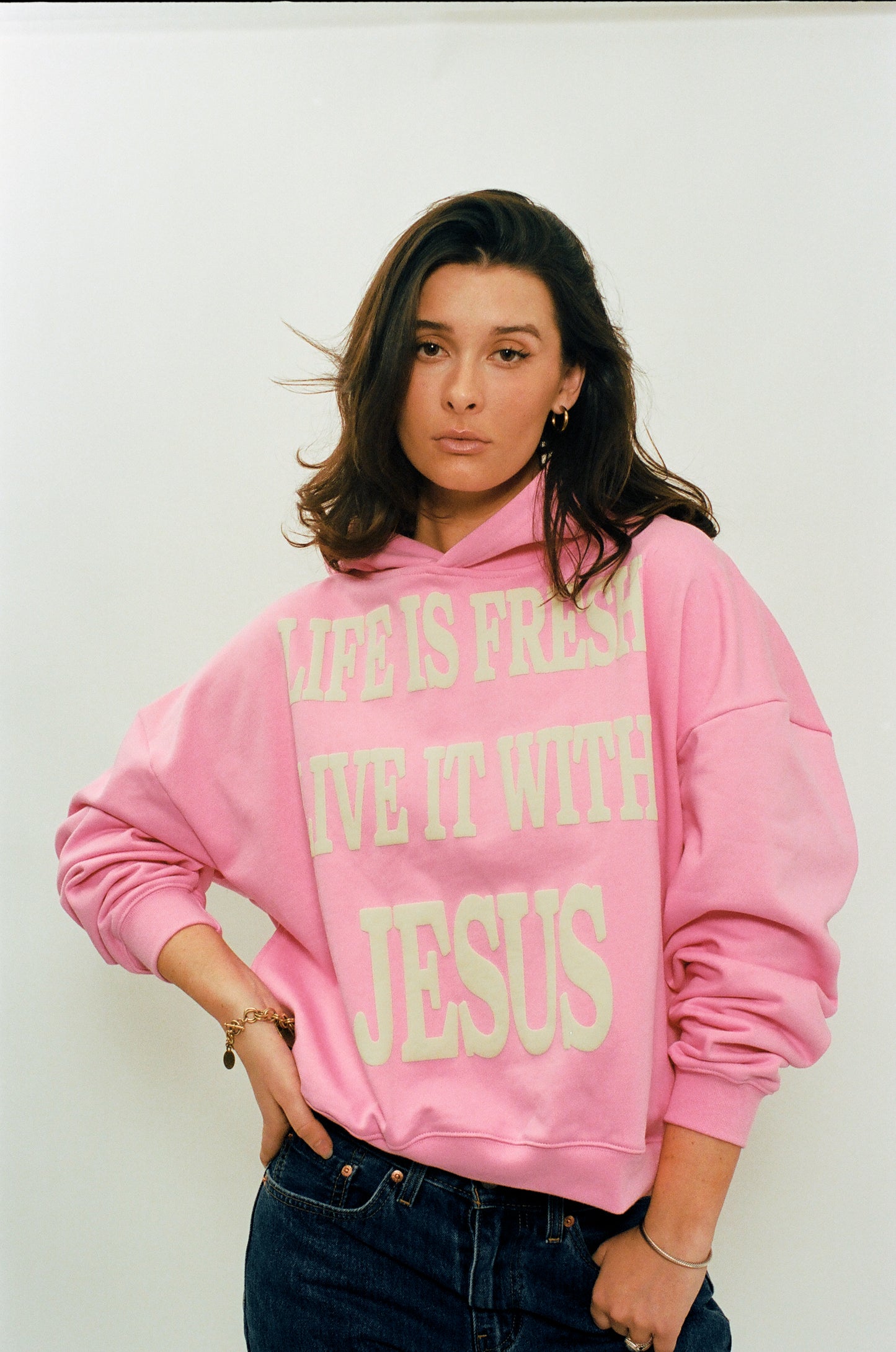 LIFE IS FRESH PINK HOODIE