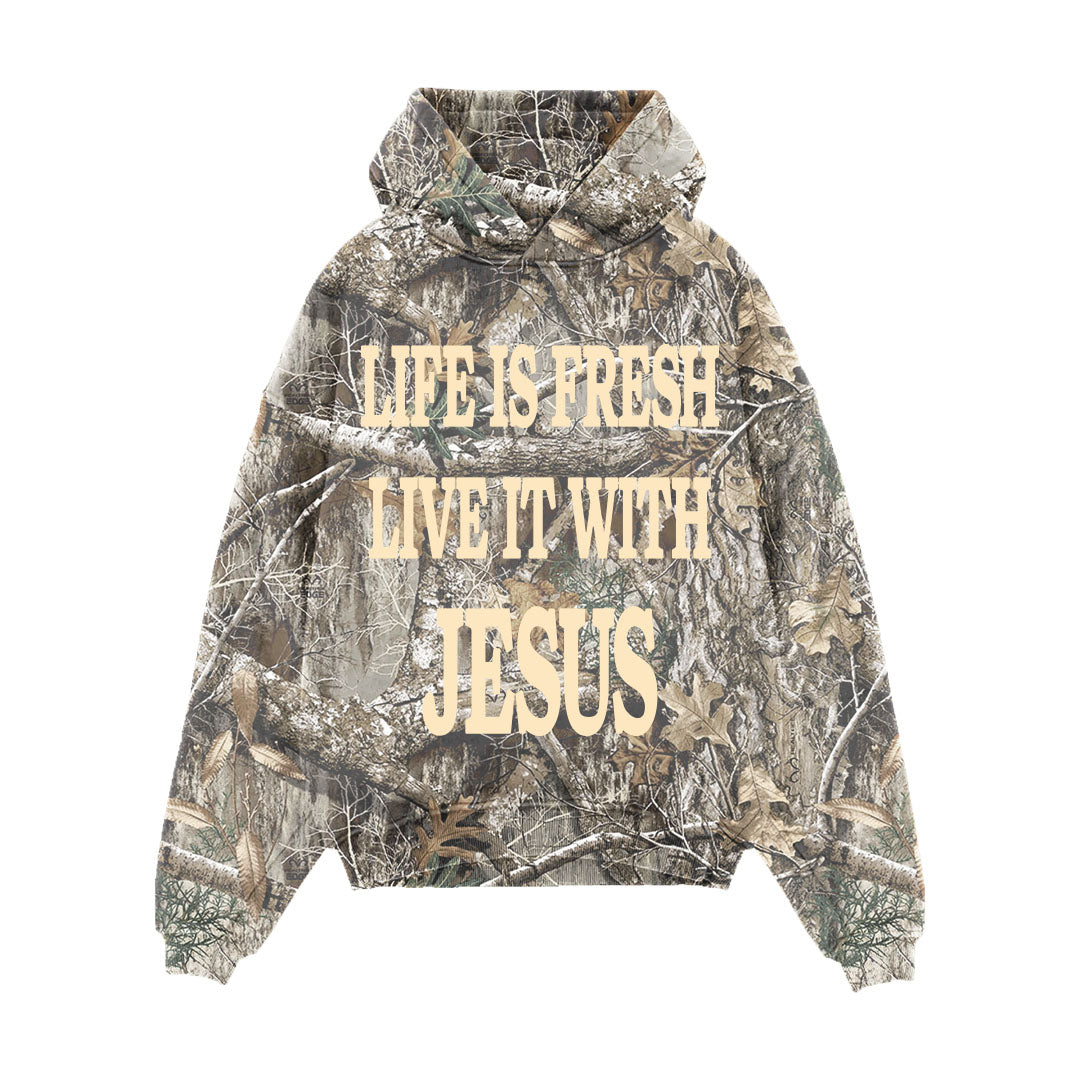 LIFE IS FRESH CAMO HOODIE