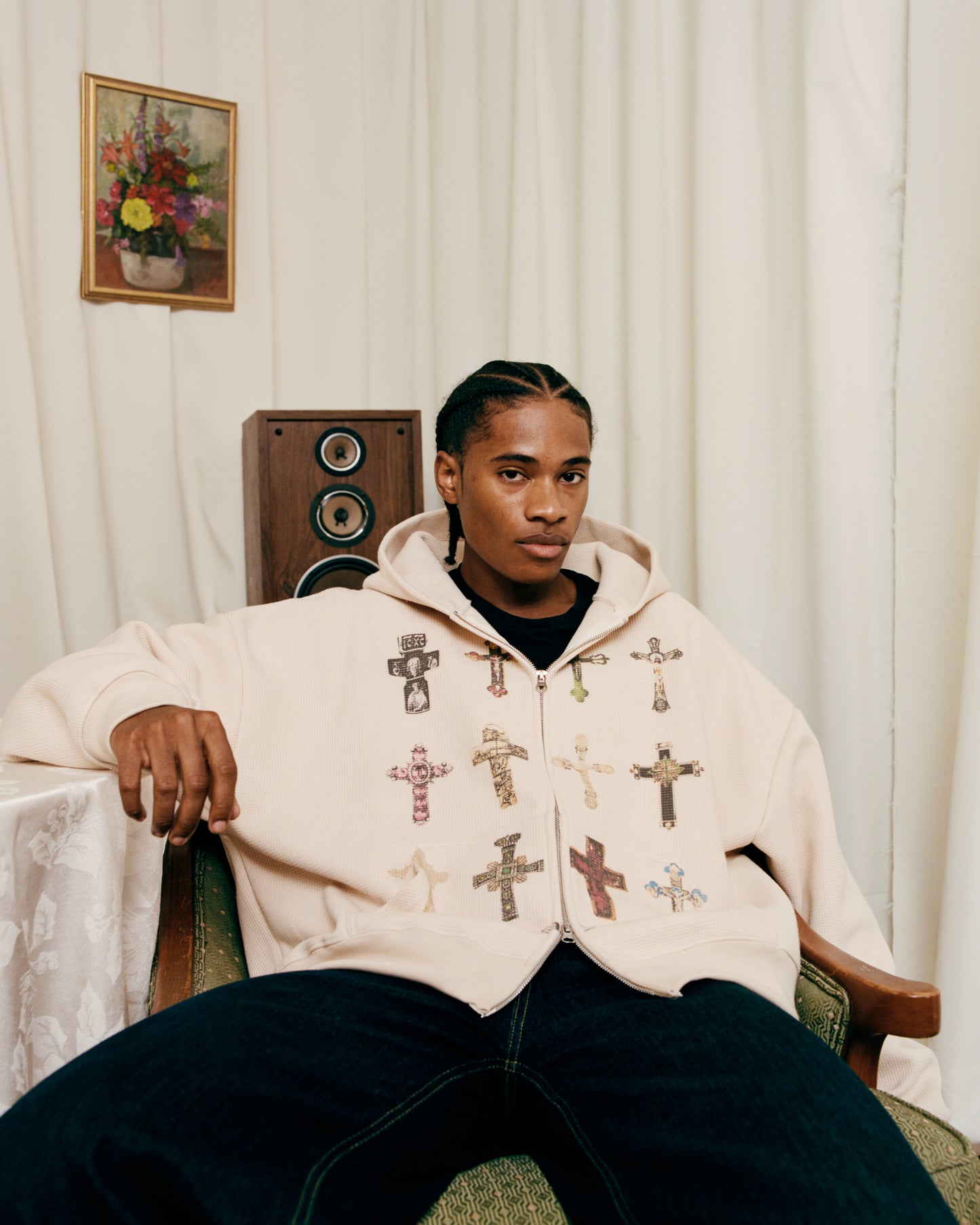 ONE SACRIFICE WAFFLE ZIP UP