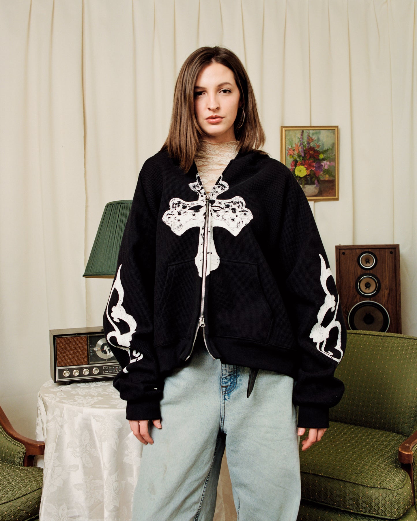 CROSS WAFFLE ZIP UP